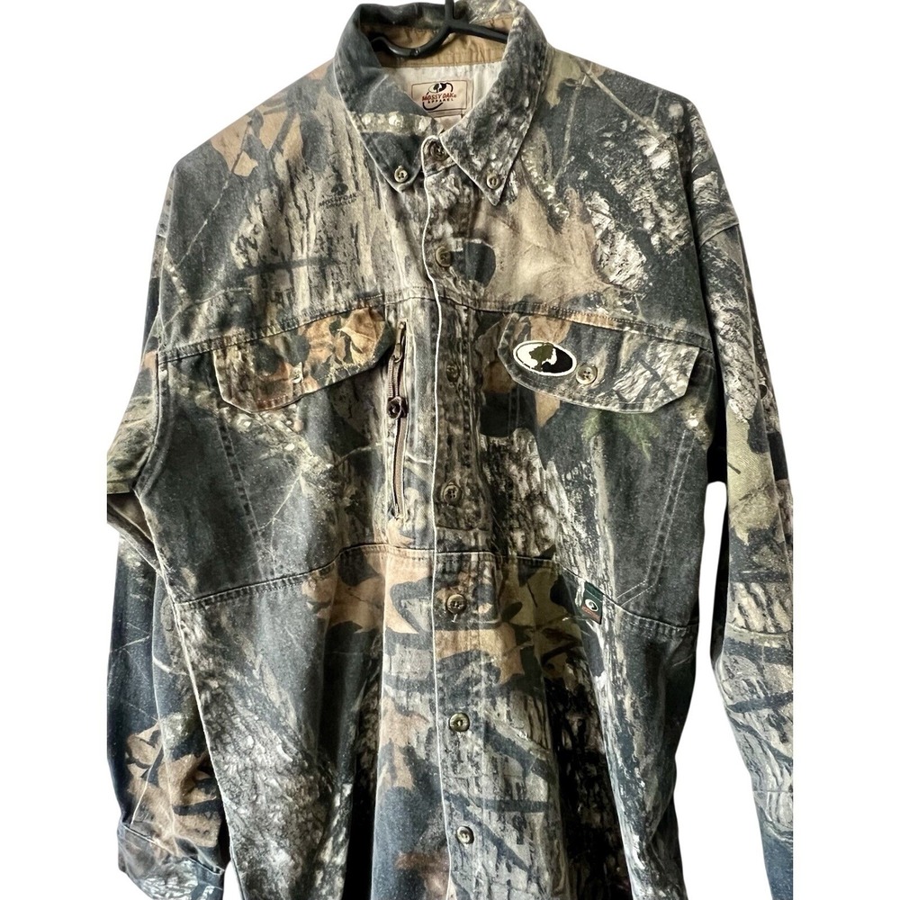Mossy Oak Scent Stop Pro Camo Hunting Shirt Mens Large Button Down Long Sleeve